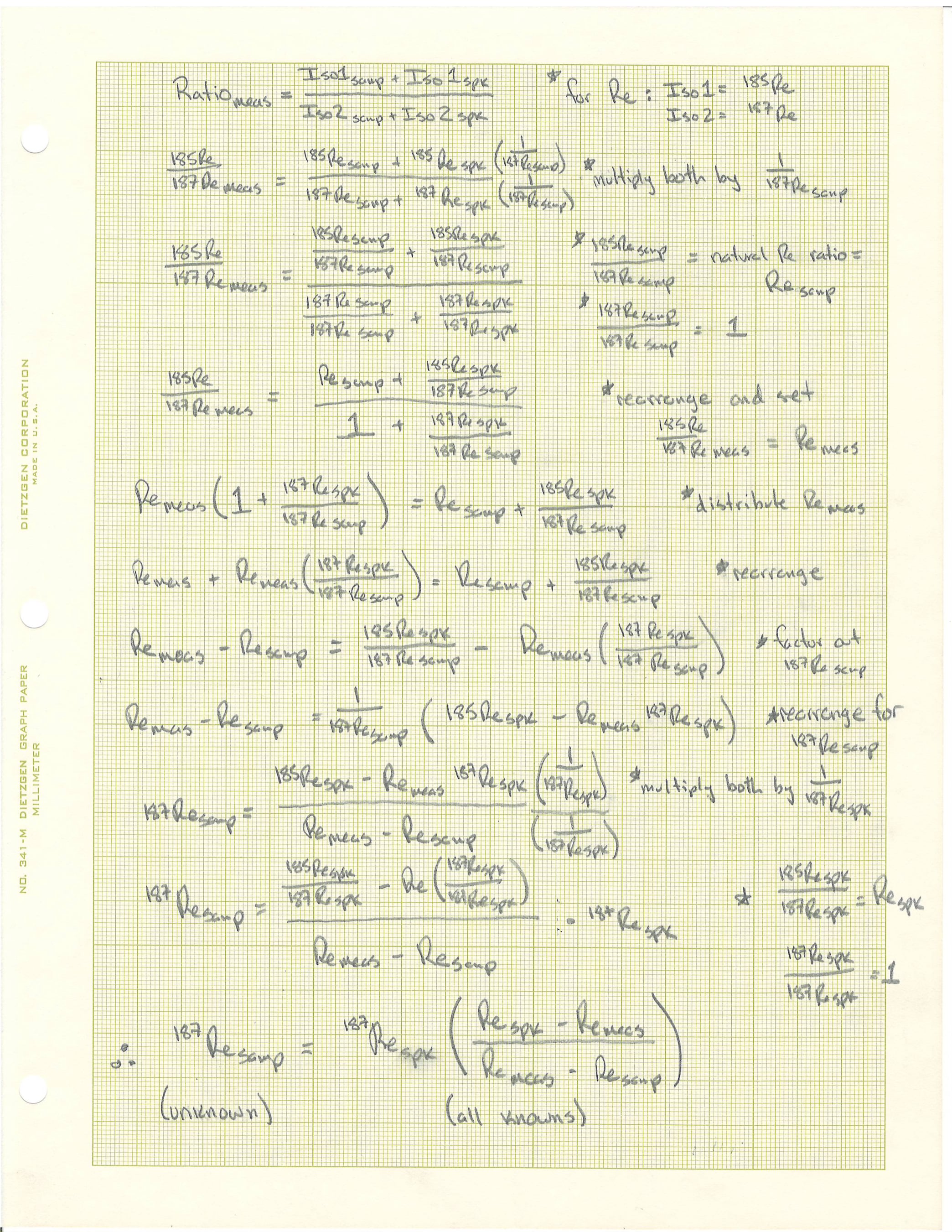 Solved Isotope Dilution Formula for Re